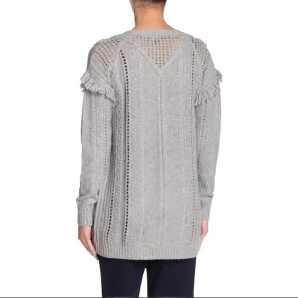 7 Seasons Fringe Detail Cardigan Silver Gray Medium NWT - Picture 2 of 8